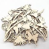 Wshao store 20pcs Lasergeschnittene Holzblumen Und -blätter, Leere Holzverzierungen For DIY-Handwerk, Weihnachtshochzeitsdekoration (Color : Light color)