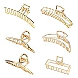 6 Stück Klaue Clips Haarklammern für Frauen Mädchen Metall Goldene rutschfeste große Haarklauenclip rutschfeste Haarspangen mit starkem Halt Halbmond Haarnadel für dickes dünnes Haar