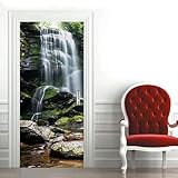 Fototapete Türtapete Selbstklebend Türposter 3D Wasserfallfelsenlandschaft 90 X 200 Cm Türfolie Poster Türaufkleber Für Tür, Wohnzimmer, Schlafzimmer, Küche Und Bad - Fototapete Für Kinderzimm 0