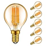 emotionlite E14 LED Vintage Lampe,LED Filament Glühlampen,4W (40W Equivalent),Bernstein Glühen,2200K,E14,Golfball P45/G45,6 Stück