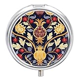 Pillendose mit 3 Fächern, handgezeichneter Granatapfel, bedruckt, rund, Pillendose, kleine Pillen-Organizer-Box für Tasche, Geldbörse, Aktentasche, Pillen, Medizin, Lebertran, Aufbewahrungsbox,