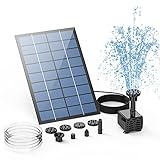 AISITIN Solar Springbrunnen 2.5W DIY Solar Teichpumpe 2025 Upgrade mit 1.2 m Wasserleitung Solarbrunnen mit 6 Fontänenstile Solar schwimmender Fontäne Pumpe für Gartenteich, Vogel-Bad, Fisch-Behälter