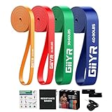 Giiyr fitnessbänder Widerstandsbänder mit 5 Stufen,Resistance Bands für Männer und Frauen,Fitnessband Set Trainingsbänder für Yoga, Pilates, Training,Klimmzughilfe, Krafttraining (4 Farben (5-90lbs))