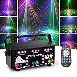 Fwiull Discolicht Partylicht mit Fernbedienung, DMX Musikgesteuert Disco Licht Party Lichter mit Stroboskop, DJ Projektor Lichter RGB LED Party Lampe für Halloween Weihnachten Klub (WRSL23)