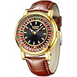 LIGE Uhren Herren Gold, Quarz Analog Armbanduhr Herren, Europäisches Kompassdesign, Gelb-braun Lederband, 3AM Wasserdicht（3M）, Herrenuhr Leuchtzeiger, Business Modern Freizeit