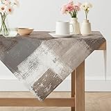 Arwllzz Tischdecke Modern Abwaschbare Braun 85x85 cm Kurz Tischdecken Leinen Mittelläufer Kunst Gemälde Tisch Deko Landhausstil Mitteldecke Tischdekoration für Hochzeiten Feiertage