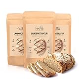 SlimBack - LOWER CARB LANDBROT - Natur - 3 x 245 g - KETO Brot Backmischung ohne Weizen - 4 g Kohlenhydrate | Extra gut Bekömmlich | Eiweissbrot ohne Gluten | Für Diabetiker geeignet