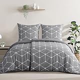 RUIKASI Bettwäsche 135x200 4teilig Hellgrau - Bettbezüge 135 x 200 2er Set mit Geometrie Muster, Bettwäsche-Sets 135x200cm aus Mikrofaser mit Reißverschluss Weich und Bügelfrei