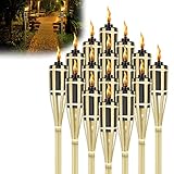 LZQ Gartenfackeln für Draußen 90cm Gartenfackel, Ölfackeln Bambusfackeln Fackeln für Draußen Deko (12 Stück)