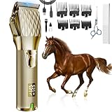 GHWMYD Schermaschine Pferd Kabelloses, Wiederaufladbare Pferdeschermaschine für Dickes und Verfilztes Haar, Professionelle Pferdetrimmer mit 6200RPM Leistungsstarkem Motor, Leichtgewicht 400g