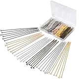 600 Stück Kopfstifte Metall Schmuck, 5cm/2in Nietstifte Kopfstifte Schmuckherstellung, Flacher Kopf Pins Nietstifte, DIY Farben Nietstifte, für Armbänder Halsketten Ohrringe Reparatur (6 Farben)