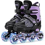 Inline Skates für Kinder Mädchen, Verstellbare Inliner Rollschuhe Kinder mit Allen leuchtenden Rädern für Damen Jungs Anfänger (L (EU36-40))