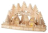 Lumineo Schwibbogen beleuchtet Lichterbogen Holz Weihnachtsdorf Weihnachten Timer