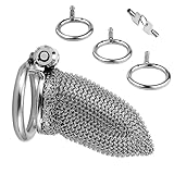 BDSMYEE Chastity Cage Male Metall,Kettenhemd Peniskäfig Metall Keuschheitskäfig Keuschheitsgürtel für Herren,Penis Käfig Sex Spielzeug für die Männer extrem (Lang)