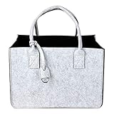 Schramm® Filztasche in 7 Farben 40x27x27cm Kaminholztasche Einkaufstasche Aufbewahrungstasche Filz Tasche Filztaschen, Farbe:schwarz
