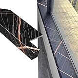 Fensterbankabdeckung im Marmor-Stil, schwarze Textur, Arbeitsplattenschutz für Cill/Bay Remodeln, Schlafzimmer, Ledge Capping Panels mit Nase (60 x 35 cm)