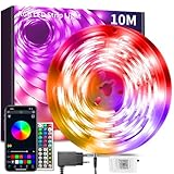 BATHEBRIGHT Led Strip 10m RGB LED Streifen mit Fernbedienung Bluetooth Musik Sync Timer-Einstellung Dimmbar Farbwechsel Led Lichterkette Lichtband Leiste Band für Zuhause Party
