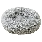 Hundebett Hundebett Runder Plüschkorb Zwinger Katzenhaus Glatt Warm Haustierhaus Schlafsack Katzen Nest Haustierbett (Farbe: Hellgrau, Größe: 4XL-120CM)