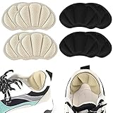 4 Paar Fersenschutz für Schuhe, Schwamm Fersenhalter, Gemütlich Fersenpolster Leder Ferse, Selbstklebend Fersenpolster für zu Große Schuhe, Schwarz & Beige