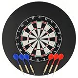 SPORTNOW Dartscheibe mit 6 Dartpfeile, Flights, Dart Surround, Stahlspitze, Ø45,5 cm Sisal Dartboard Steeldart Set Steeldartscheibe Dartboard Set für Erwachsene