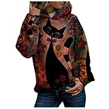 PPangUDing Damen Sweatshirt Hoodie Pullover Oberteile Langarmshirt Baumwolle 3D bedruckter Mode Kapuzenpullover Sweatjacke Winterjacke Mantel Outwear Sweater Freizeitkleidung