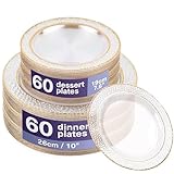 MATANA 120 Premium Plastikteller mit Goldrand, 2 Größen - Mehrweg Kunststoffteller, Partyteller Gold für Hochzeiten, Geburtstage, Partys - Elegantes & Stabiles Partygeschirr