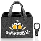 Aerzouser Flaschenträger 6 Flaschen，24x15x19cm，Flaschentasche，Männerhandtasche Bier，Flaschentasche Filz，Biertasche für Männer，Mit Flaschenöffner，Geschenke für Männer