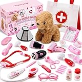 SYNCFUN Arztkoffer Kinder,Tierarzt Spielzeug Kinder,Doktorkoffer Kinder mit Plüsch Poodle Spielzeug,und tragbare Doktortasche,Geschenk für Kinder Rollenspiele Spielzeug ab 3 Jahren