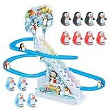 Pinguin Slide Spielzeug, musikalische Achterbahn Spielzeug, Kinder Pinguin Rennspiel, blinkende Lichter Pinguin Spielzeug, Musik & LED blinkende Lichter, lustige musikalische Achterbahn, Spielzeug für