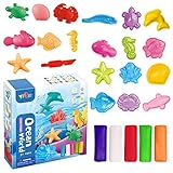 Zubehör Dinosaurier Knetwerkzeug Set ab 2 3 4 5Jahre,Intelligente Knete Set mit 6 Dino Werkzeuge,DIY knetwerkzeug Dinosaurier Kinderspielzeug Knete Zubehör Set für Kinder Jungen Mädchen Geschenk