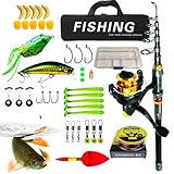 Teleskop-Angelrute – tragbares, ausgewogenes Set, Teleskop-Angelrute, für Vater, Ehemann, Anfänger, Süßwasser, Salzwasser, Reisen, Outdoor, Camping