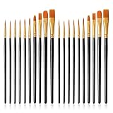 Quelcc 20 Stück Künstlerpinsel, Künstler PinselSets, Pinselset, Pinselset Acrylfarben, Aquarellpinsel, Pinsel Acrylfarbe, Pinsel Set, für Malliebhaber, Anfänger, Schwarz