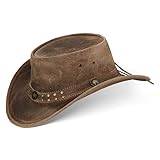 Black Forest Fox Buffalo Bill Herren Damen Western Cowboy Leder Hut Vintage Brown Größe XL