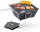 PEARL Faltgrill: Flach zusammenklappbarer Kohle-Grill, Grillfläche ca. 24,5 x 24 cm (Campinggrill Kohle klappbar, Faltbarer Grill, Klappbarer Kohlegrill)