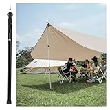 MZZKFC Zeltstangen Tragbare Markise Stangen Mit Runden Silikon Anti-Rutsch-Fuß Abdeckung, Aluminium Teleskopieren Tarp Stangen Einstellbar, Outdoor Leichtgewicht Zelt Stangen Rostfrei(Black)