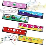 UptVin 6 Stück Mundharmonika, Mundharmonika-Spielzeug für Kinder, Cartoon Mundharmonika C-Dur, 16 Löcher Zweireihig Diatonisch, Geeignet für Anfänger, Festival, Geschenke für Kinder (6)