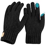 Votoko Handschuhe Damen Winter Warm Touchscreen Handschuhe Thermo Winterhandschuhe Strickhandschuhe Wollhandschuhe, Ideal für Frauen Herren Radfahren Sport Outdoor Winter Geschenke, Schwarz