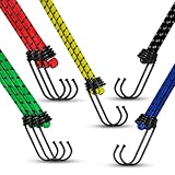Leyrens 12 Stück Spanngummi mit Haken in 5 Längen, Gummiband mit Haken Gepäckspanner Spannseil, Spannhaken, Spanngurt, Gummischnur, für Transport, Camping und Sicherung, Mehrfarbig