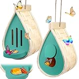 2 Stück Schmetterlingshaus und Futterspender, Holz zum Aufhängen, Schmetterlingshaus für Garten, natürlicher Schmetterlingslebensraum mit Schmetterlingspuddler für Käfer, Schmetterlinge, Motten,