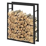 Laneetal Kaminholzregal Innen Außen, 100x80x25cm, Brennholzregal aus Metall, Holzstapelhilfe, Holzunterstand, Brennholzlager, Kaminholzständer, Holzlager, für Kaminholz Brennholz, schwarz