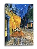 Printed Paintings Hochwertiges Leinwandbild (60x80cm): Vincent Van Gogh - Nachtcafé/Nachts vor dem Café an der Place du Forum in Arles (1888)