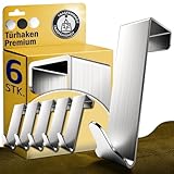 Menz Premium Türhaken zum Einhängen, 6er Set - Einzeln verwendbare Kleiderhaken Tür aus Edelstahl, hochwertige Türgarderobe - Robuste Haken zum Einhängen, Türhakenleiste mit hoher Tragkraft