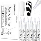 3D Nagellack Stift Set, French Nagelkunststift – Weiß Nagellack Stift, Nagelspitze Nail Art Pen DIY Linie Nagelkunst Graffiti, Nail Art Beauty Schmücken Maniküre Werkzeuge Pinsel (Weiß, 6pcs)