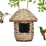 Handgewebtes Vogelnest, atmungsaktives Vogelnest für den Außenbereich, baumelnde Vogelhäuser, rustikales Kolibri-Nest für drinnen und draußen