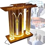 Rednerpult Podium Ständer, Luxus Golden Church Standing Podium, Portable Transparent Podium Ständer, Kirche Schule Podium Büro Multifunktionale Stehen Lesen Podium
