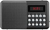 auvisio Mini Radio Bluetooth: FM-Taschenradio, Bluetooth, MP3-Player, Display, USB, microSD & Akku (Radio mit USB Stromversorgung, Kleines Radio mit Bluetooth, Taschenlampen)
