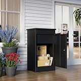 MSFE Standbriefkasten mit Paketfach,Briefkasten Paketbox mit Zahlenschloss,Extra Große Paketboxen für Den Außenbereich,Wasserdicht,Diebstahlgeschützter Paketbriefkasten für Pakete,Briefe,63*112*49.5cm