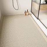 Große rutschfeste Duschmatte - Weiche Anti-Schimmel Badematte mit Ablaufloch, schnell trocknend & waschbar, bequeme Luffa-Textur für Fuß (Grau 60x120cm)