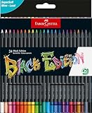 Faber-Castell 116424 Black Edition Buntstifte, 24er Box, Lebendige Buntstifte, Bruchsichere Buntstifte mit ergonomischem Griff, Malstifte für helles und dunkles Papier