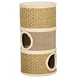 PawHut Katzenkratzbaum Kratztonne für Katzen 3 Ebenen Katzenbaum Kletterbaum Katzenmöbel mit Sisal Plüsch 37,5 x 37,5 x 70 cm